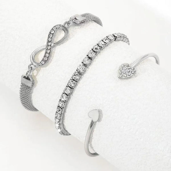 3 Pcs Set Infinity Cute Trendy Bracelets for Women & Girls