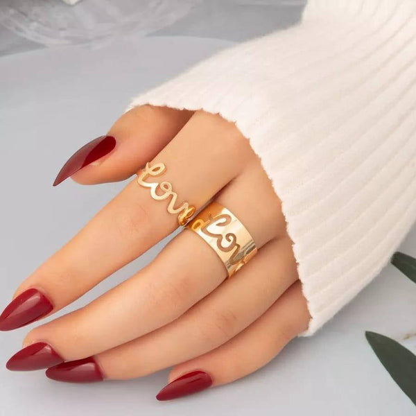 2 Pcs Trendy Couple Love Rings